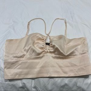 Pretty silk crop top with keyhole/halter neckline